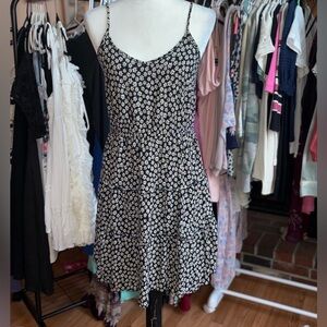 Pink Rose Black and White Floral Maxi Dress